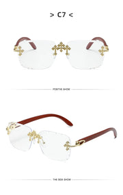Rimless Square Sunglasses Men 2026 Luxury Brand Vintage Sunglass Shades UV400