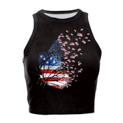 Patriotic Crop Top for Women USA Flag Print Sleeveless Summer Party Streetwear