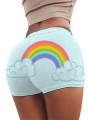 Printed Festival & Beach Wear Knit Shorts Women Elastic Waist Stretchy