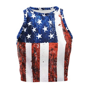 Patriotic Crop Top for Women USA Flag Print Sleeveless Summer Party Streetwear