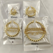 Custom Bold Rope Twist Hoop Earrings with Name Jewelry