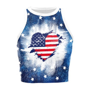Patriotic Crop Top for Women USA Flag Print Sleeveless Summer Party Streetwear