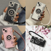 3D Vintage Camera Phone Case with Hand Strap for IPhone 17 16 15 14 Pro Max Plus 17Pro Shockproof Phone Cover
