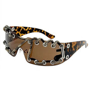 Rhinestone Chain Sunglasses Cool Trendy UV Protective Lightweight Party Shades for Men or Women